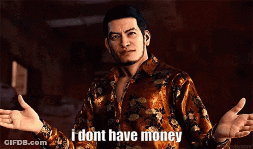 A Man In A Floral Shirt Is Making A Funny Face And Says `` I Dont Have Money '' . GIF