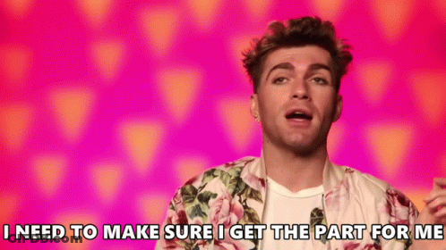 A Man In A Floral Shirt Is Saying I Need To Make Sure I Get The Part For Me GIF