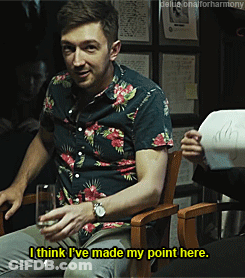 A Man In A Floral Shirt Is Sitting In A Chair And Says I Think I Ve Made My Point Here GIF