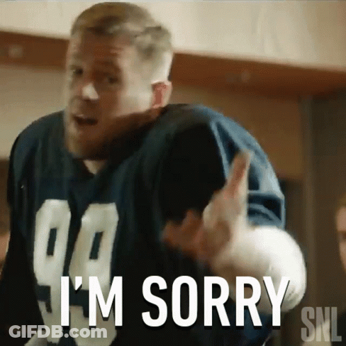 A Man In A Football Jersey Says I 'M Sorry Snl GIF