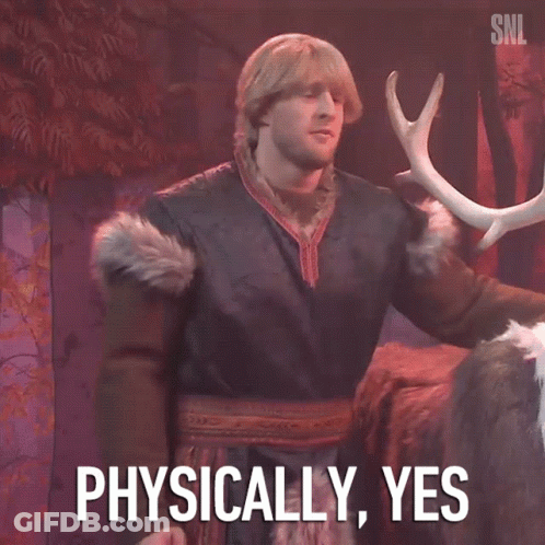 A Man In A Frozen Costume Has The Words Mentally Still Not Great Above Him GIF
