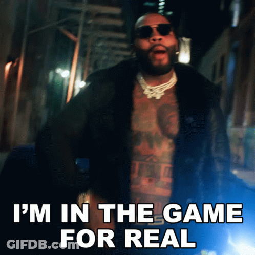 A Man In A Fur Coat And Sunglasses Says " I 'M In The Game For Real " GIF