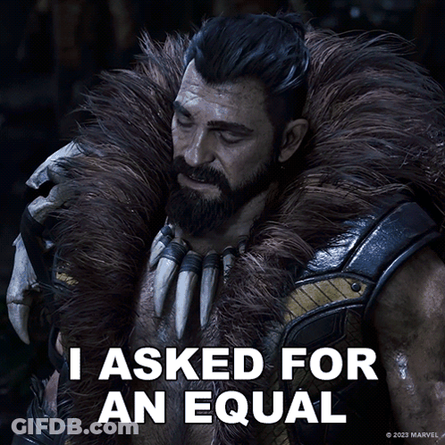 A Man In A Fur Coat With The Words I Asked For An Equal GIF