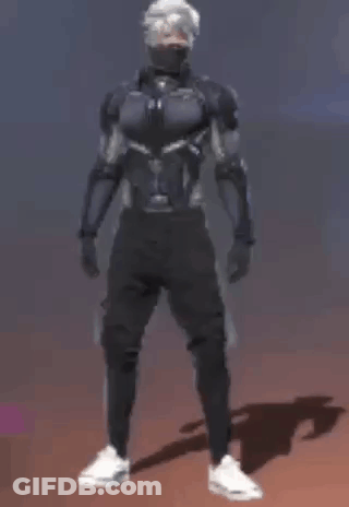 A Man In A Futuristic Suit And Helmet Is Dancing . GIF