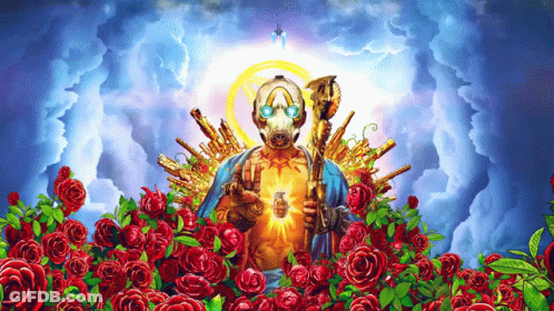 A Man In A Gas Mask Is Surrounded By Red Roses GIF