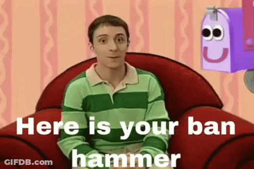 A Man In A Green And Green Striped Shirt Is Sitting In A Red Chair With A Purple Mailbox In The Background . GIF
