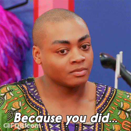 Man In Green And Purple Shirt Says Because You Did GIF