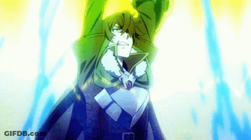 A Man In A Green Coat Is Holding A Knife In His Right Hand . GIF