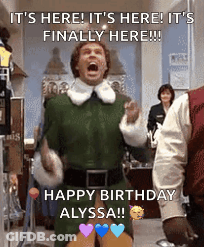A Man In A Green Elf Costume Says It 'S Here It 'S Here It 'S Finally Here !! GIF