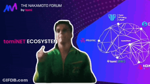 A Man In A Green Jacket Is Giving The Middle Finger In Front Of A Blue And Purple Background That Says The Nakamoto Foru GIF