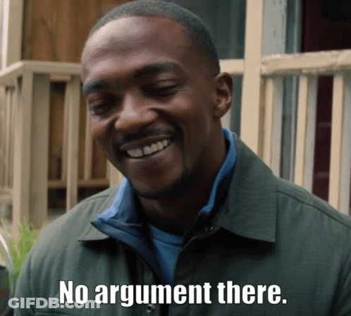 A Man In A Green Jacket Is Smiling And Says " No Argument There " GIF