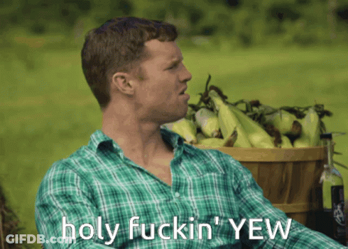 A Man In A Green Plaid Shirt Is Saying Holy Fuckin ' Yeah GIF