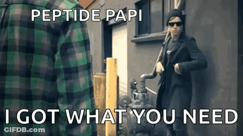 A Man In A Green Plaid Shirt Is Standing Next To A Man In A Black Coat . GIF