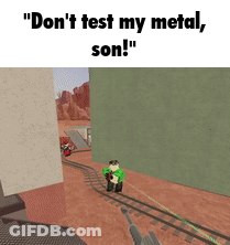 A Man In A Green Shirt Is Holding A Gun In A Video Game And Says " Do N't Test My Metal Son " GIF