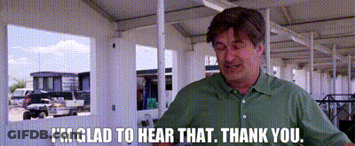 A Man In A Green Shirt Is Saying I 'M Glad To Hear That . Thank You . GIF