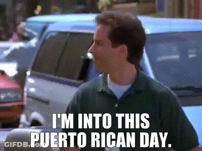 A Man In A Green Shirt Is Saying I 'M Into This Puerto Rican Day .. GIF