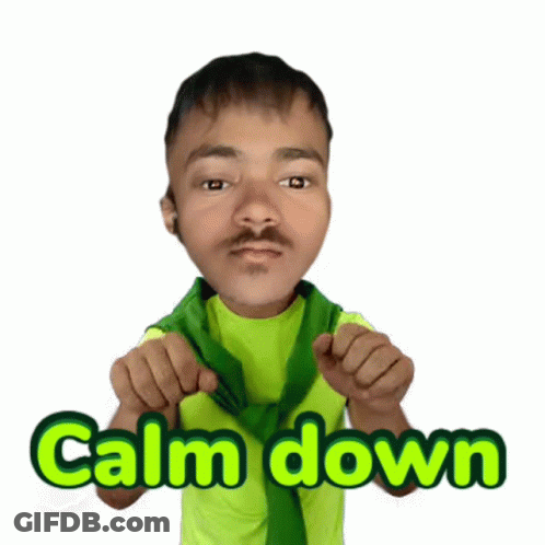 A Man In A Green Shirt With A Green Tie Says Calm Down GIF