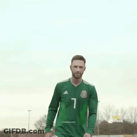 A Man In A Green Soccer Jersey With The Number 1 On It Is Standing On A Field . GIF