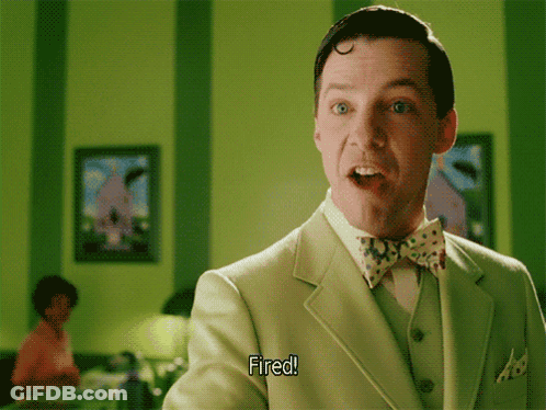 A Man In A Green Suit Says Fired GIF
