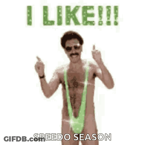 A Man In A Green Swimsuit Is Giving The Middle Finger . GIF