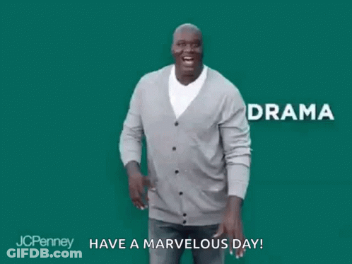 A Man In A Grey Cardigan Is Dancing With The Words Have A Marvelous Day Below Him GIF