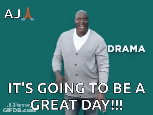 A Man In A Grey Cardigan Says It 'S Going To Be A Great Day ! GIF