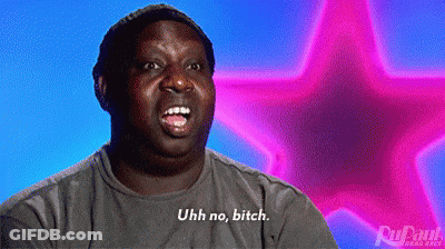A Man In A Grey Shirt Is Saying Uhh No Bitch . GIF