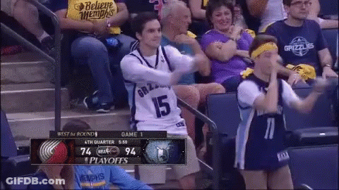 A Man In A Grizzlies Jersey Stands In The Stands GIF