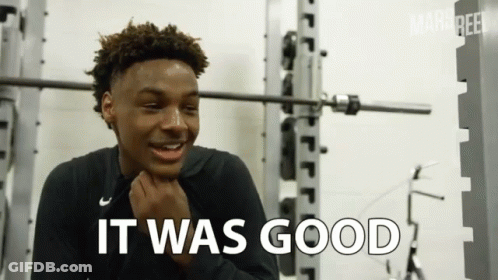 A Man In A Gym With The Words " It Was Good " Behind Him GIF