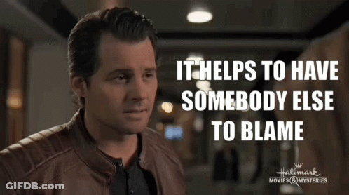Man In Hallway With It Helps To Have Somebody Else To Blame GIF