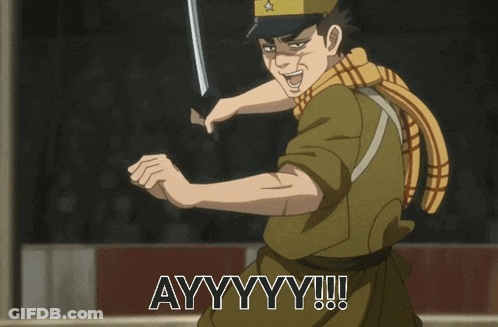 A Man In A Hat Is Holding A Sword And Says Ayyyyy GIF