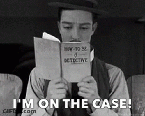 A Man In A Hat Is Reading A Book About How To Be A Detective GIF