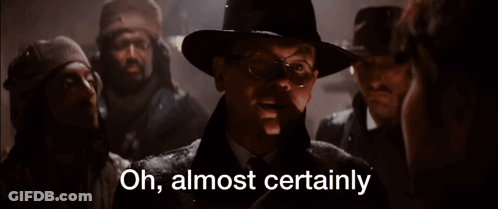 A Man In A Hat Says Oh Almost Certainly In Front Of A Group Of Men GIF