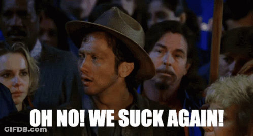 A Man In A Hat Says Oh No We Suck Again In A Crowd GIF