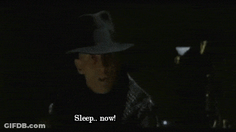 A Man In A Hat Says Sleep Now In The Dark GIF