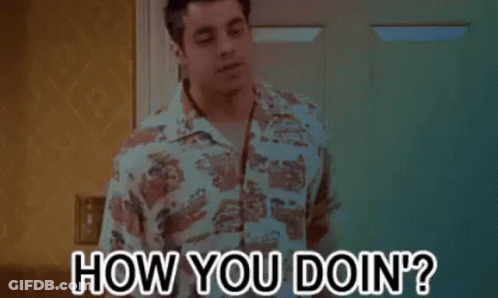 Man In Hawaiian Shirt Asking How You Doin GIF