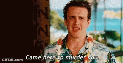 A Man In A Hawaiian Shirt Is Standing In Front Of The Ocean And Saying `` Came Here To Murder You . '' GIF