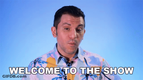 A Man In A Hawaiian Shirt Says " Welcome To The Show " GIF