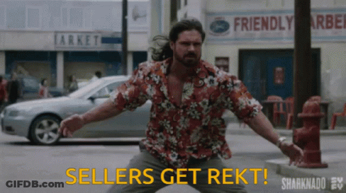 A Man In A Hawaiian Shirt Stands In Front Of A Friendly Market Sign GIF