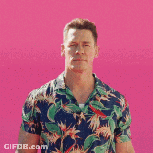 A Man In A Hawaiian Shirt Stands Next To A Bottle Of Major Melon GIF