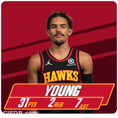 A Man In A Hawks Jersey With The Number 31 On It GIF