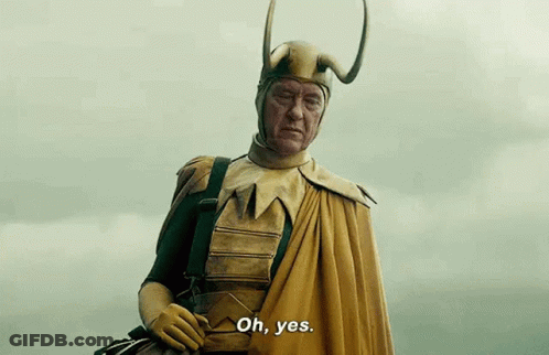 A Man In A Helmet And Cape Is Standing In Front Of A Cloudy Sky And Saying `` Oh , Yes . '' GIF