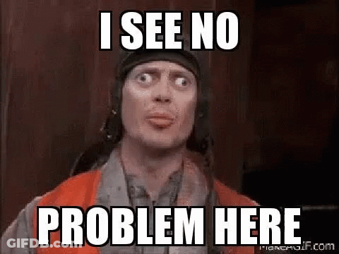 A Man In A Helmet Is Making A Funny Face And Saying `` I See No Problem Here `` . GIF
