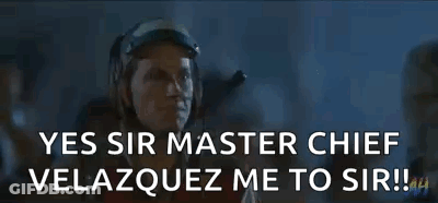 A Man In A Helmet Says Yes Sir Master Chief Velazquez Me To Sir . GIF
