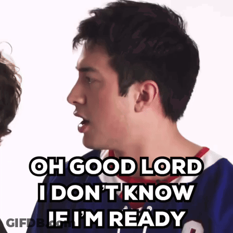 A Man In A Hockey Jersey Is Saying Oh Good Lord I Don 'T Know If I 'M Ready . GIF