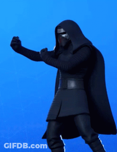 A Man In A Hooded Cape Is Standing On A Blue Background GIF