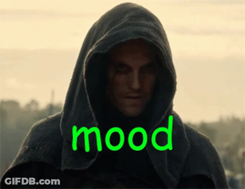 Hooded Man With Green Mood Text GIF