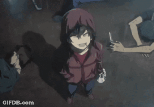 Man In Hooded Jacket Holding Knife GIF