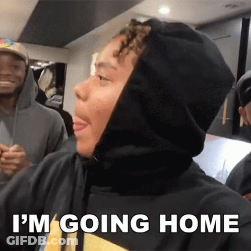 A Man In A Hooded Sweatshirt Says " I 'M Going Home " GIF