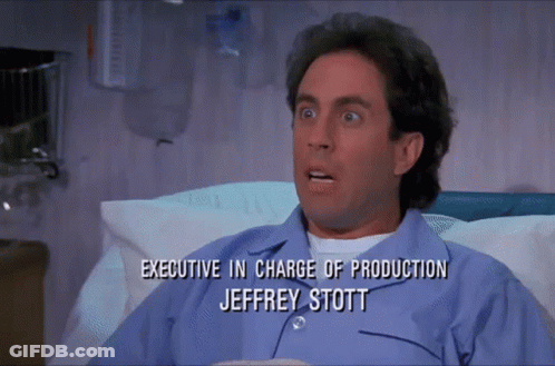A Man In A Hospital Bed With Executive In Charge Of Production Jeffrey Stott Written Below Him GIF